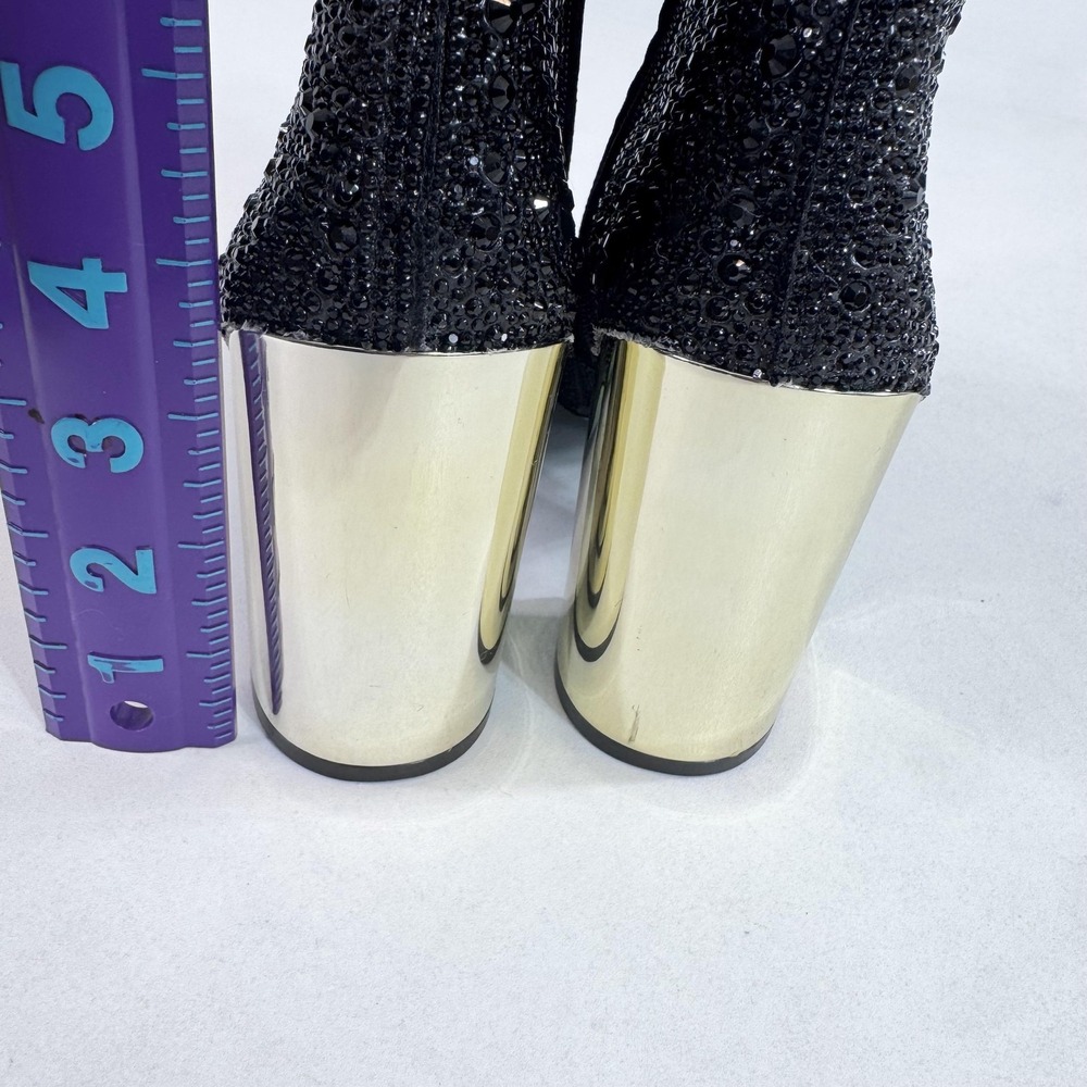Betsey Johnson Boots Womens Size 6.5 Black Rhinestone Ankle Block Heel SB-HUGO - Picture 4 of 12